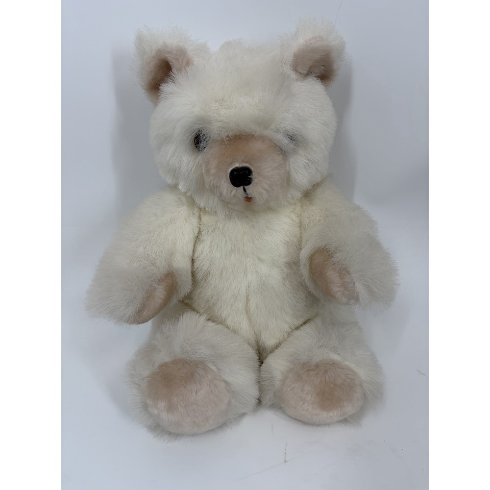 Vintage‎ Belva Dalton Jointed Ivory Mohair Teddy Bear Glass Eyes Artist 12" 1984